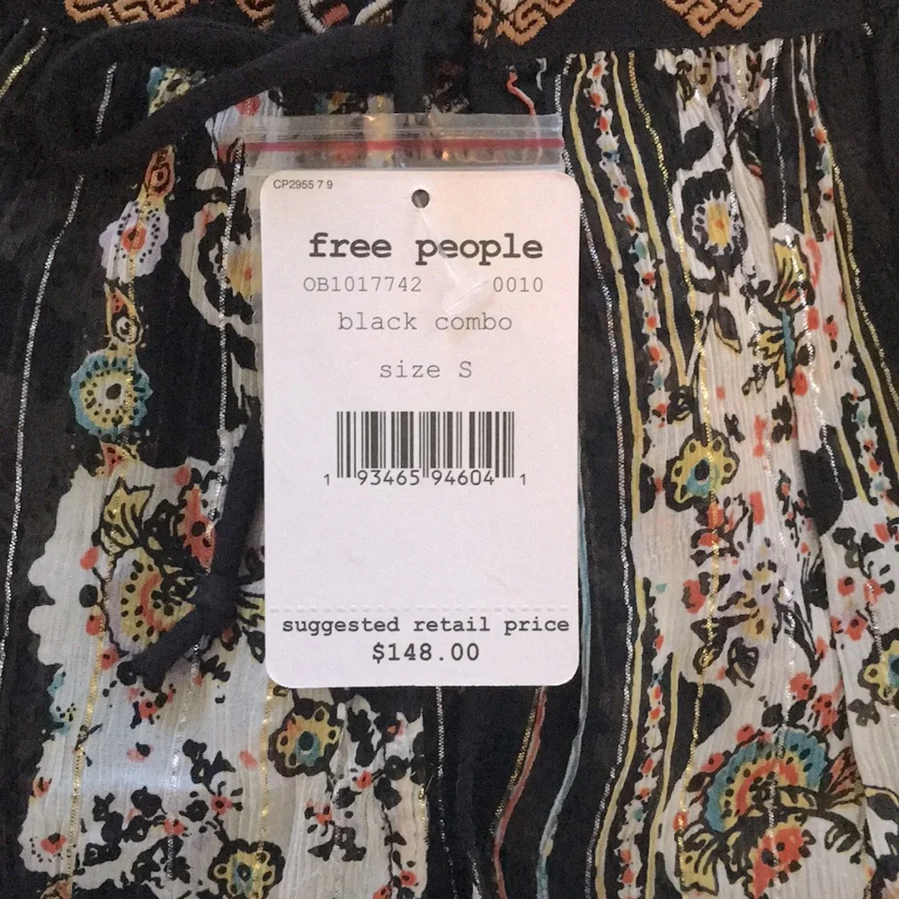 NWT✨$148 Free People Dance Magic Embroidered Sleeve Tunic Dress Black Small - Picture 7 of 10